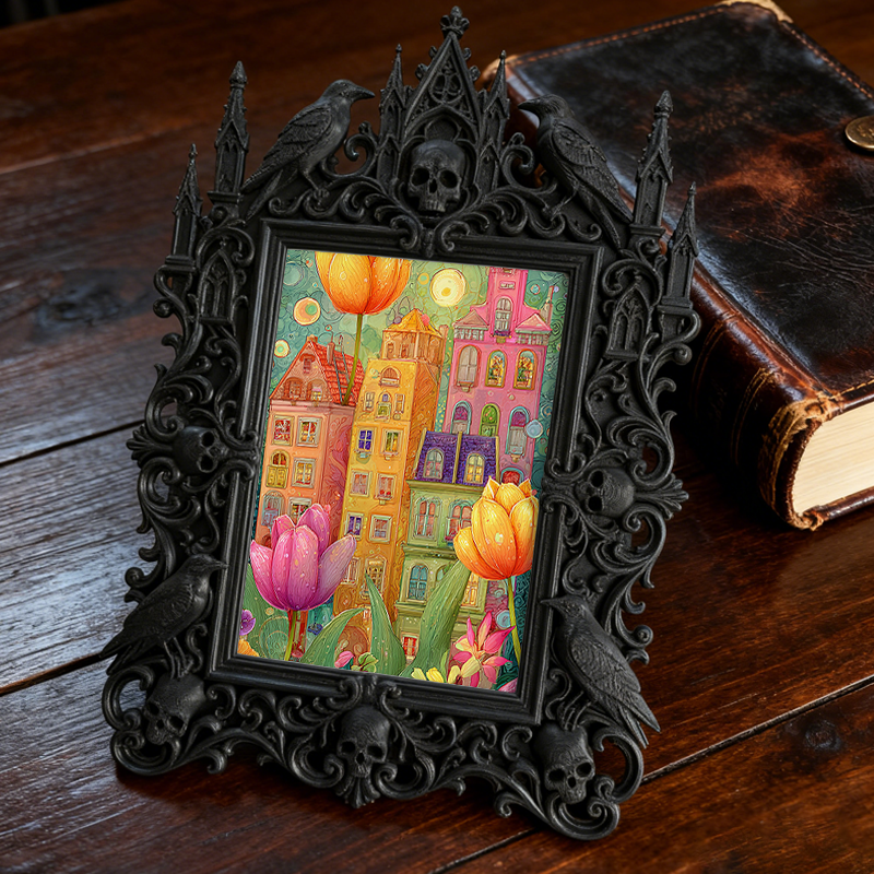 Must-have Gothic Dark-style Photo Frame | Paranormal Podcast Merch Table Decor, Photo Ornament, Wall/Table Dual-use, Brandable Waterproof Fr