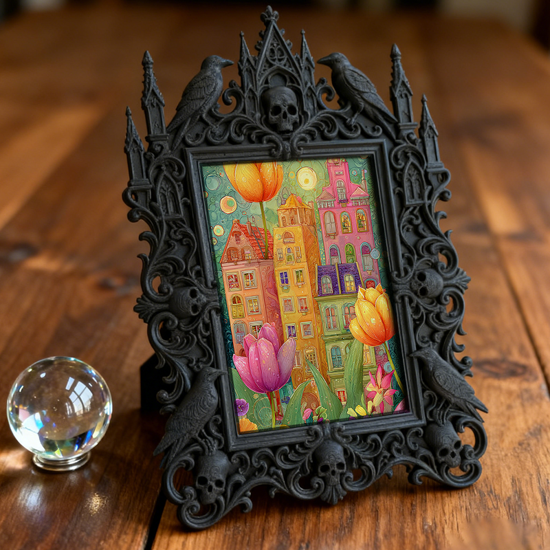 Must-have Gothic Dark-style Photo Frame | Paranormal Podcast Merch Table Decor, Photo Ornament, Wall/Table Dual-use, Brandable Waterproof Fr
