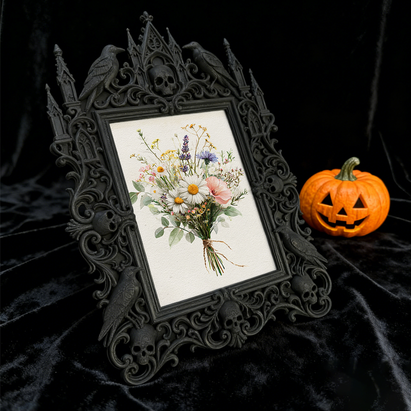 Rare Gothic Dark-style Photo Frame | Dark Fairy Tale Book Illustration Shop Decor, Photo Ornament, Wall-mountable & Tabletop, Whimsical Wate