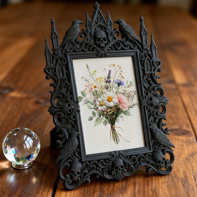 Rare Gothic Dark-style Photo Frame | Dark Fairy Tale Book Illustration Shop Decor, Photo Ornament, Wall-mountable & Tabletop, Whimsical Wate