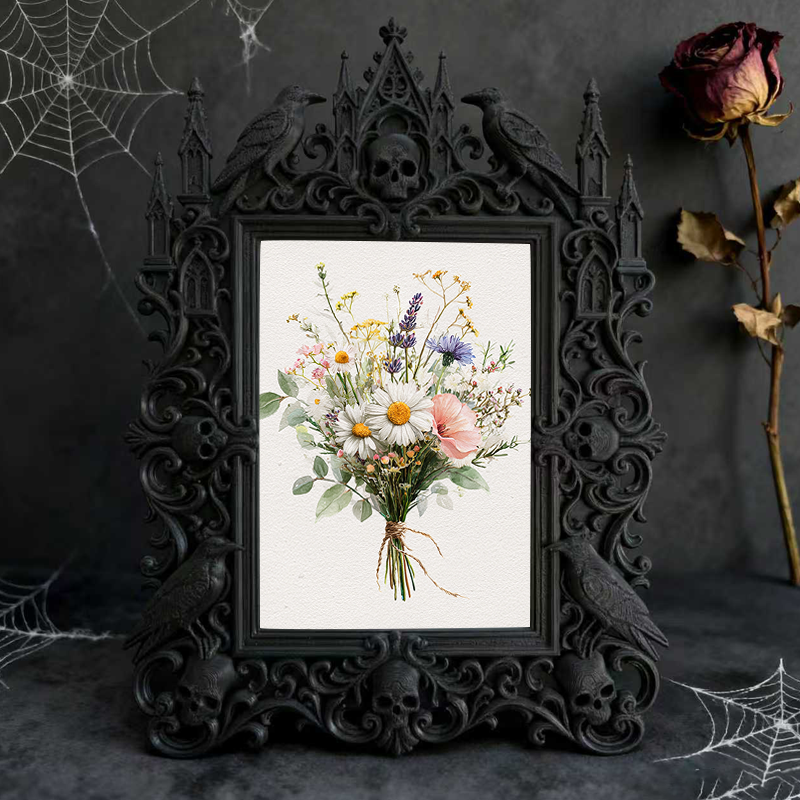 Rare Gothic Dark-style Photo Frame | Dark Fairy Tale Book Illustration Shop Decor, Photo Ornament, Wall-mountable & Tabletop, Whimsical Wate
