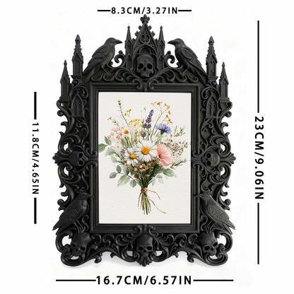 Rare Gothic Dark-style Photo Frame | Dark Fairy Tale Book Illustration Shop Decor, Photo Ornament, Wall-mountable & Tabletop, Whimsical Wate
