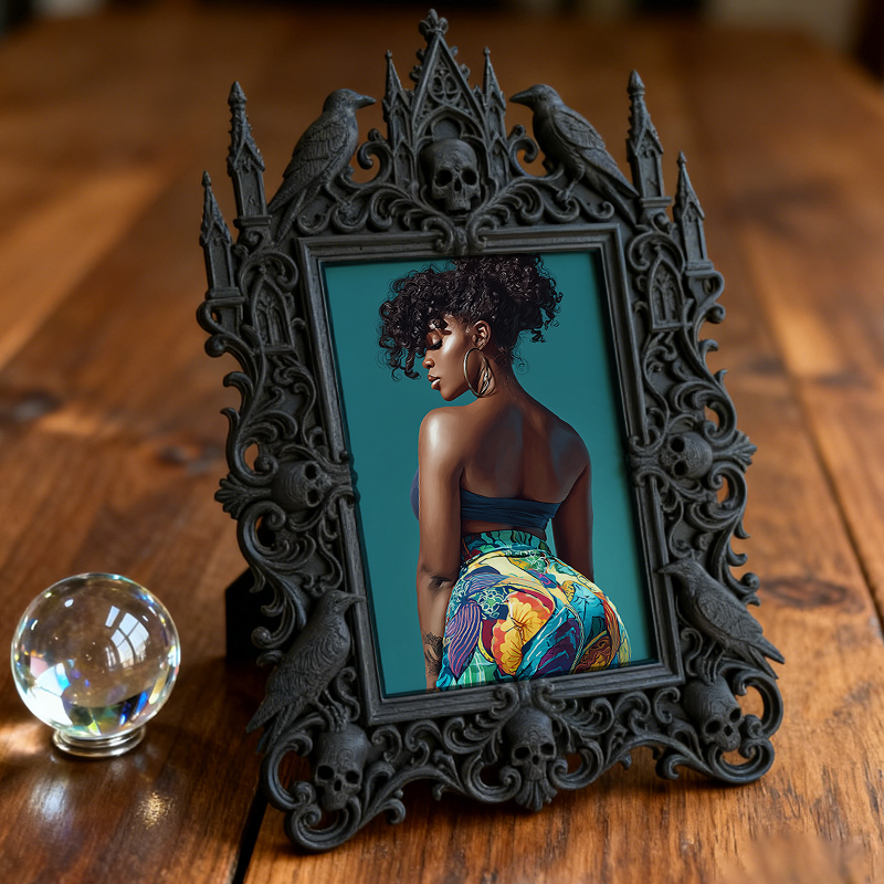 Sleek Gothic Dark-style Photo Frame | Gothic Soap Making Studio Decor, Photo Ornament, Dual-use Display, Clean Waterproof Frame