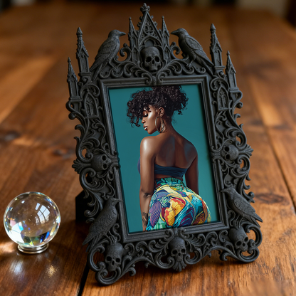 Sleek Gothic Dark-style Photo Frame | Gothic Soap Making Studio Decor, Photo Ornament, Dual-use Display, Clean Waterproof Frame