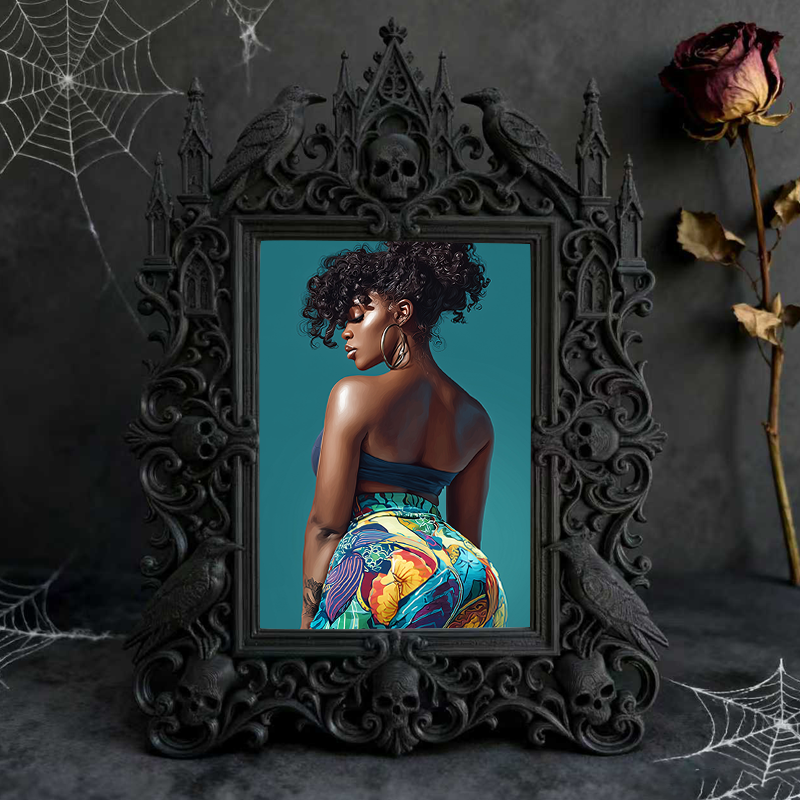 Sleek Gothic Dark-style Photo Frame | Gothic Soap Making Studio Decor, Photo Ornament, Dual-use Display, Clean Waterproof Frame
