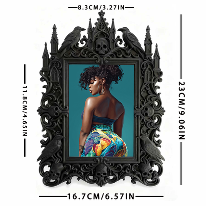Sleek Gothic Dark-style Photo Frame | Gothic Soap Making Studio Decor, Photo Ornament, Dual-use Display, Clean Waterproof Frame