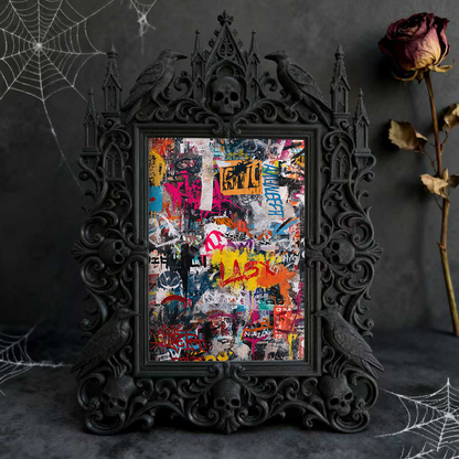 Exclusive Gothic Dark-style Photo Frame | Witchy Herbal Bath Salts Shop Decor, Photo Ornament, Wall-mountable & Tabletop, Relaxing Waterproo