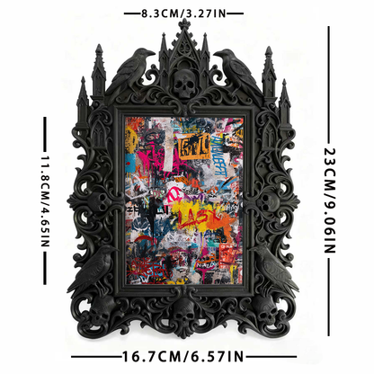 Exclusive Gothic Dark-style Photo Frame | Witchy Herbal Bath Salts Shop Decor, Photo Ornament, Wall-mountable & Tabletop, Relaxing Waterproo