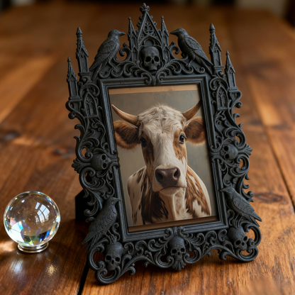 Chic Gothic Dark-style Photo Frame | Gothic Themed Kids’ Playroom Decor, Photo Ornament, Wall/Table Dual-use, Child-safe Waterproof Frame