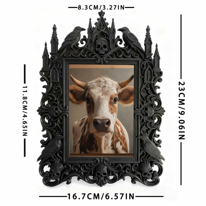 Chic Gothic Dark-style Photo Frame | Gothic Themed Kids’ Playroom Decor, Photo Ornament, Wall/Table Dual-use, Child-safe Waterproof Frame