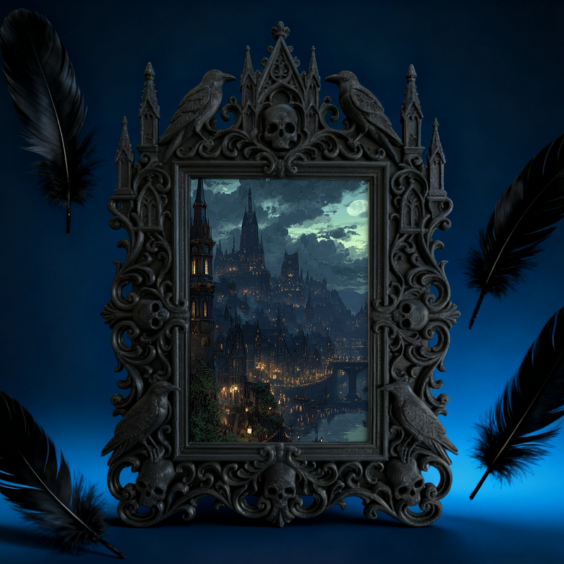 Must-have Gothic Dark-style Photo Frame | Horror Cosplay Prop Making Shop Decor, Photo Ornament, Wall-mountable & Tabletop, Creative Waterpr