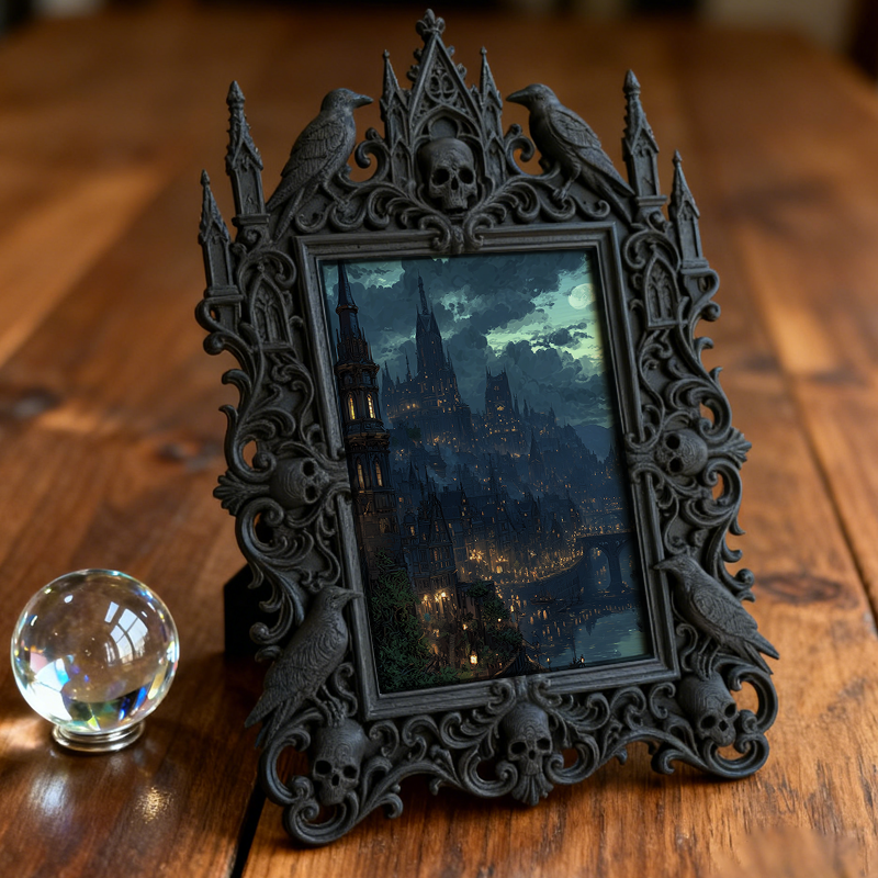Must-have Gothic Dark-style Photo Frame | Horror Cosplay Prop Making Shop Decor, Photo Ornament, Wall-mountable & Tabletop, Creative Waterpr