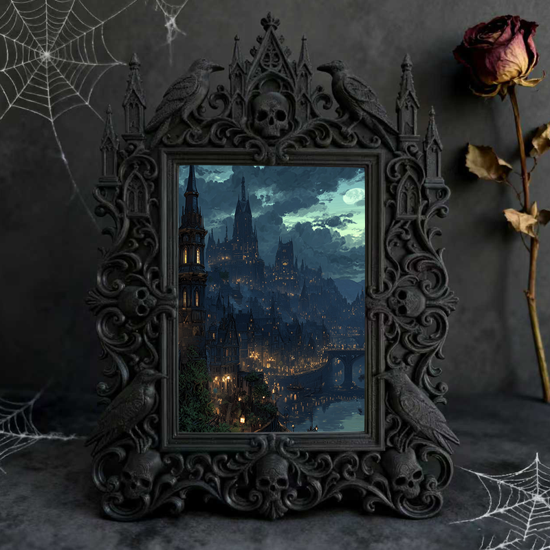 Must-have Gothic Dark-style Photo Frame | Horror Cosplay Prop Making Shop Decor, Photo Ornament, Wall-mountable & Tabletop, Creative Waterpr