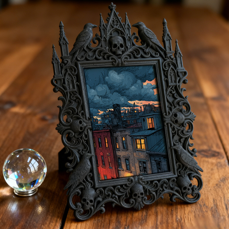 Rare Gothic Dark-style Photo Frame | Vampire Themed Costume Party Decor, Photo Ornament, Dual-use Display, Festive Waterproof Frame