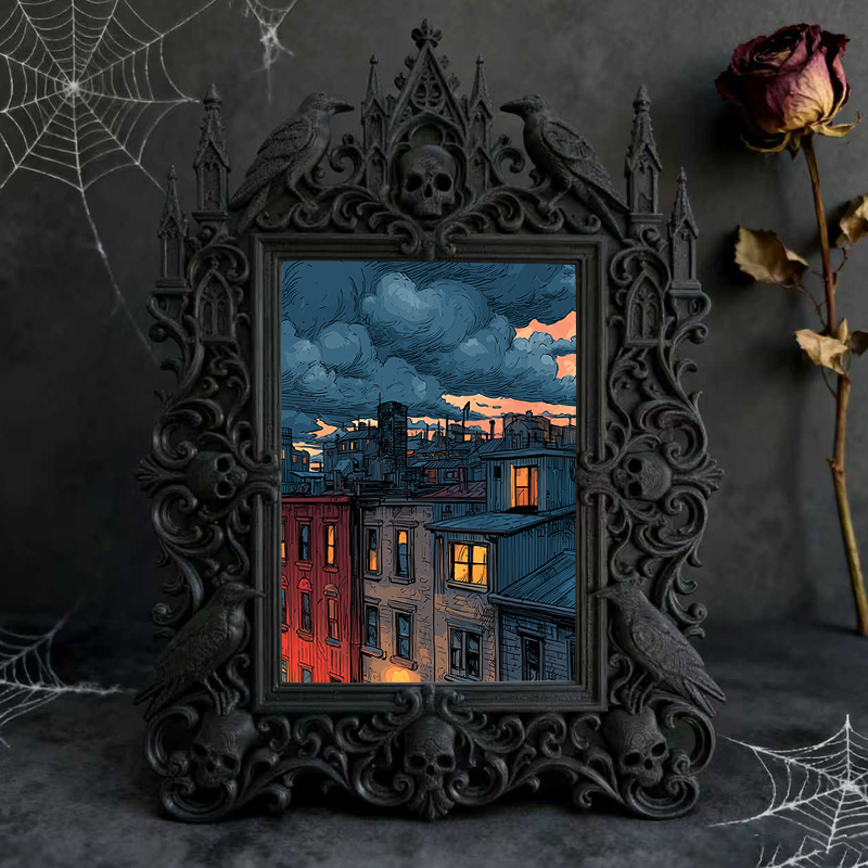 Rare Gothic Dark-style Photo Frame | Vampire Themed Costume Party Decor, Photo Ornament, Dual-use Display, Festive Waterproof Frame