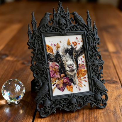 Sleek Gothic Dark-style Photo Frame | Dark Academia Art Print Shop Decor, Photo Ornament, Wall-mountable & Tabletop, Artistic Waterproof Fra