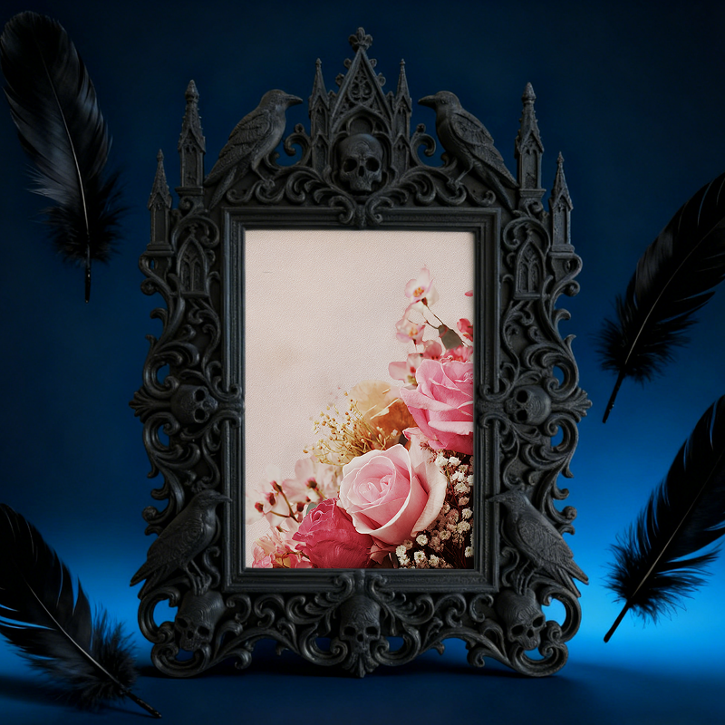 Exclusive Gothic Dark-style Photo Frame | Witchy Tarot Reading Party Decor, Photo Ornament, Dual-use Display, Mystic Waterproof Frame