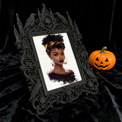 Rare Gothic Dark-style Photo Frame | Dark Fantasy RPG Miniature Painting Studio Decor, Photo Ornament, Wall-mountable & Tabletop, Detailed W