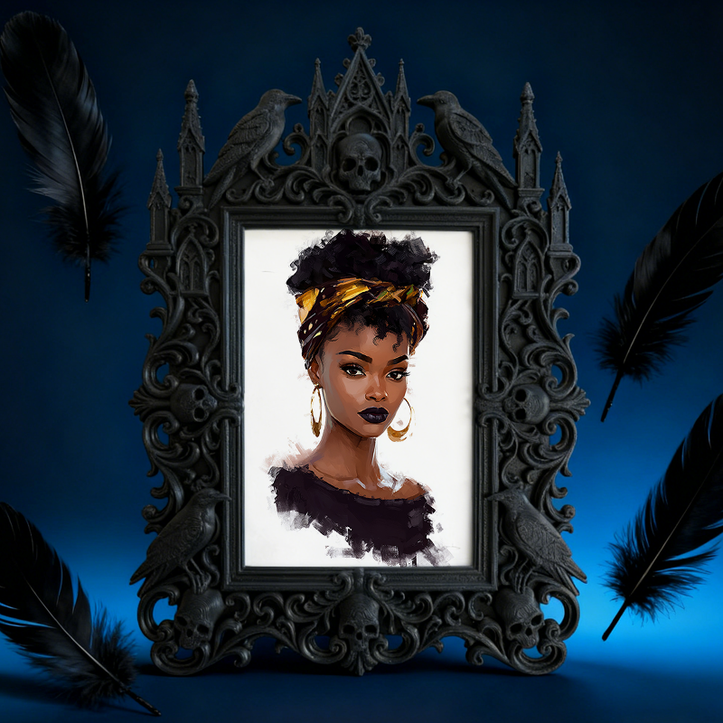 Rare Gothic Dark-style Photo Frame | Dark Fantasy RPG Miniature Painting Studio Decor, Photo Ornament, Wall-mountable & Tabletop, Detailed W