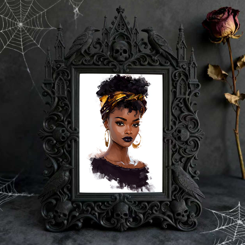 Rare Gothic Dark-style Photo Frame | Dark Fantasy RPG Miniature Painting Studio Decor, Photo Ornament, Wall-mountable & Tabletop, Detailed W