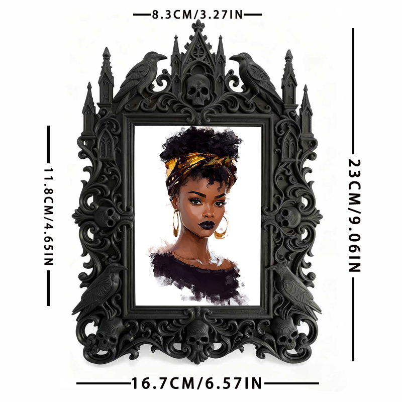 Rare Gothic Dark-style Photo Frame | Dark Fantasy RPG Miniature Painting Studio Decor, Photo Ornament, Wall-mountable & Tabletop, Detailed W