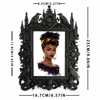 Rare Gothic Dark-style Photo Frame | Dark Fantasy RPG Miniature Painting Studio Decor, Photo Ornament, Wall-mountable & Tabletop, Detailed W