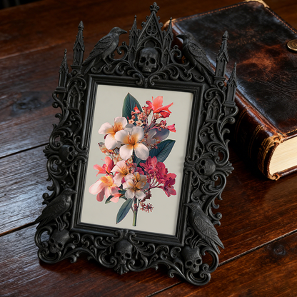 Unique Gothic Dark-style Photo Frame | Witchy Embroidery Studio Wall Decor, Photo Ornament, Wall-mountable & Tabletop, Plastic Frame