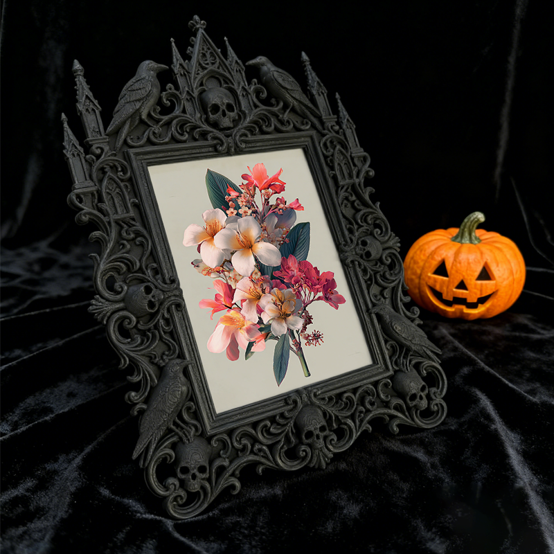 Unique Gothic Dark-style Photo Frame | Witchy Embroidery Studio Wall Decor, Photo Ornament, Wall-mountable & Tabletop, Plastic Frame