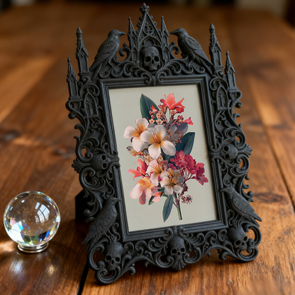 Unique Gothic Dark-style Photo Frame | Witchy Embroidery Studio Wall Decor, Photo Ornament, Wall-mountable & Tabletop, Plastic Frame
