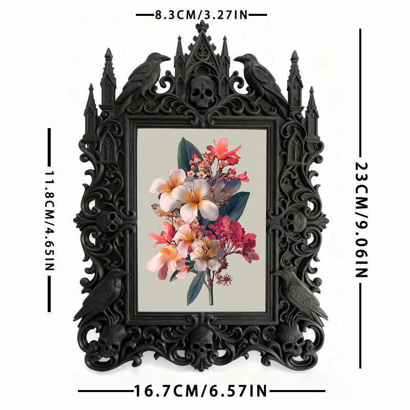 Unique Gothic Dark-style Photo Frame | Witchy Embroidery Studio Wall Decor, Photo Ornament, Wall-mountable & Tabletop, Plastic Frame