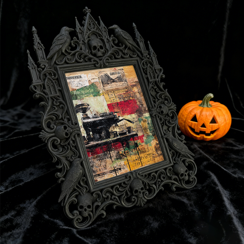 Edgy Gothic Dark-style Photo Frame | Dark Taxidermy Art Studio Display, Photo Ornament, Wall/Table Dual-use, Dustproof Frame