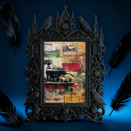 Edgy Gothic Dark-style Photo Frame | Dark Taxidermy Art Studio Display, Photo Ornament, Wall/Table Dual-use, Dustproof Frame
