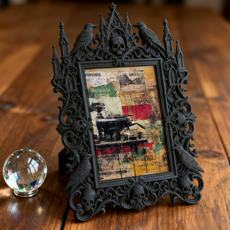 Edgy Gothic Dark-style Photo Frame | Dark Taxidermy Art Studio Display, Photo Ornament, Wall/Table Dual-use, Dustproof Frame