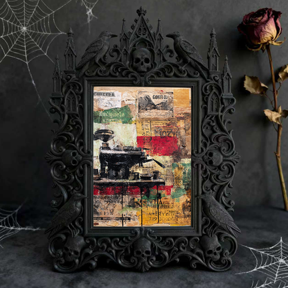 Edgy Gothic Dark-style Photo Frame | Dark Taxidermy Art Studio Display, Photo Ornament, Wall/Table Dual-use, Dustproof Frame