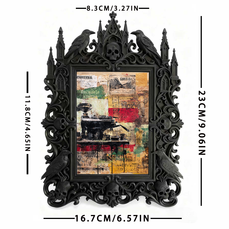 Edgy Gothic Dark-style Photo Frame | Dark Taxidermy Art Studio Display, Photo Ornament, Wall/Table Dual-use, Dustproof Frame