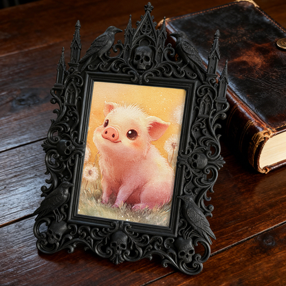 Stylish Gothic Dark-style Photo Frame | Gothic Tattoo Supply Shop Shelf Decor, Photo Ornament, Wall-mountable & Tabletop, Portable Frame