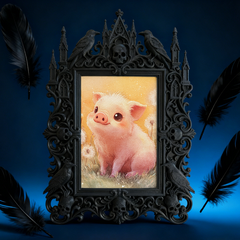 Stylish Gothic Dark-style Photo Frame | Gothic Tattoo Supply Shop Shelf Decor, Photo Ornament, Wall-mountable & Tabletop, Portable Frame