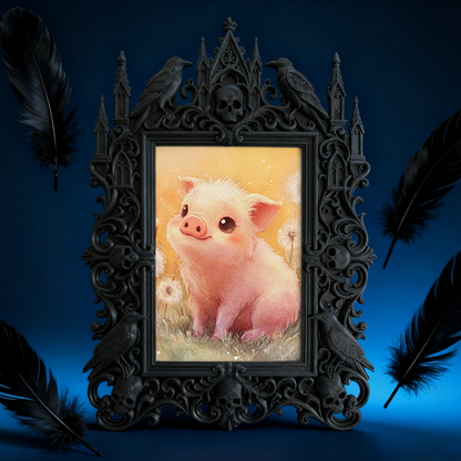 Stylish Gothic Dark-style Photo Frame | Gothic Tattoo Supply Shop Shelf Decor, Photo Ornament, Wall-mountable & Tabletop, Portable Frame