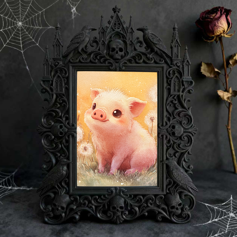 Stylish Gothic Dark-style Photo Frame | Gothic Tattoo Supply Shop Shelf Decor, Photo Ornament, Wall-mountable & Tabletop, Portable Frame