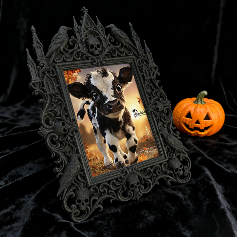 Bold Gothic Dark-style Photo Frame | Occult Rune Carving Studio Decor, Photo Ornament, Wall-mountable & Tabletop, Scratch-proof Frame