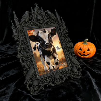 Bold Gothic Dark-style Photo Frame | Occult Rune Carving Studio Decor, Photo Ornament, Wall-mountable & Tabletop, Scratch-proof Frame