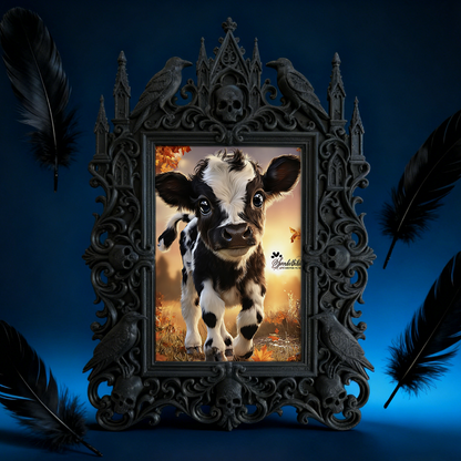 Bold Gothic Dark-style Photo Frame | Occult Rune Carving Studio Decor, Photo Ornament, Wall-mountable & Tabletop, Scratch-proof Frame