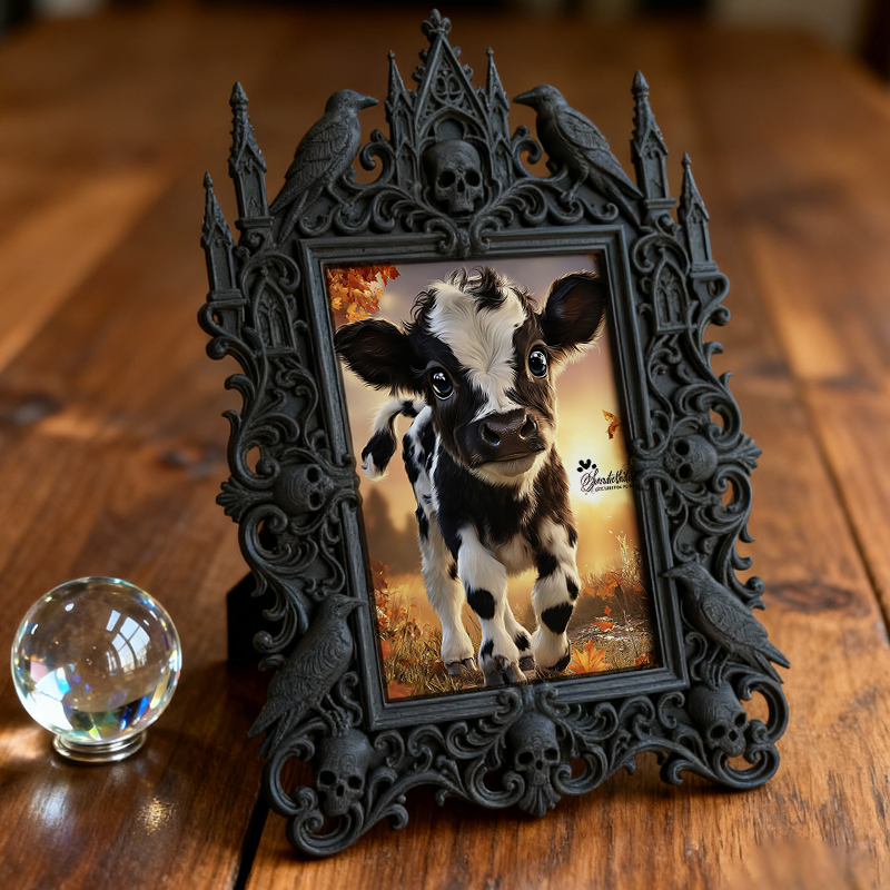Bold Gothic Dark-style Photo Frame | Occult Rune Carving Studio Decor, Photo Ornament, Wall-mountable & Tabletop, Scratch-proof Frame
