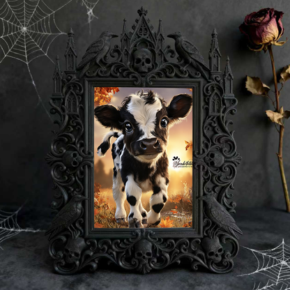 Bold Gothic Dark-style Photo Frame | Occult Rune Carving Studio Decor, Photo Ornament, Wall-mountable & Tabletop, Scratch-proof Frame