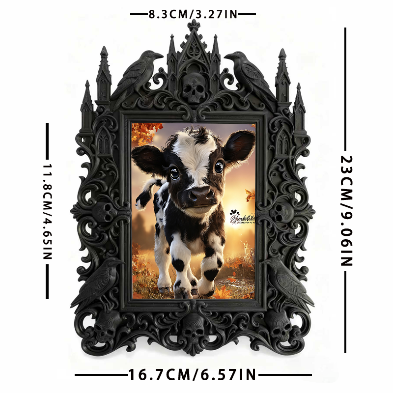 Bold Gothic Dark-style Photo Frame | Occult Rune Carving Studio Decor, Photo Ornament, Wall-mountable & Tabletop, Scratch-proof Frame