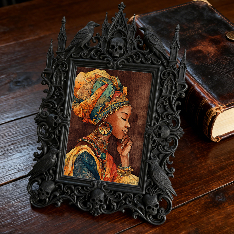Unique Gothic Dark-style Photo Frame | Dark Floral Preservation Shop Window Decor, Photo Ornament, Wall/Table Dual-use, Eco-friendly Frame