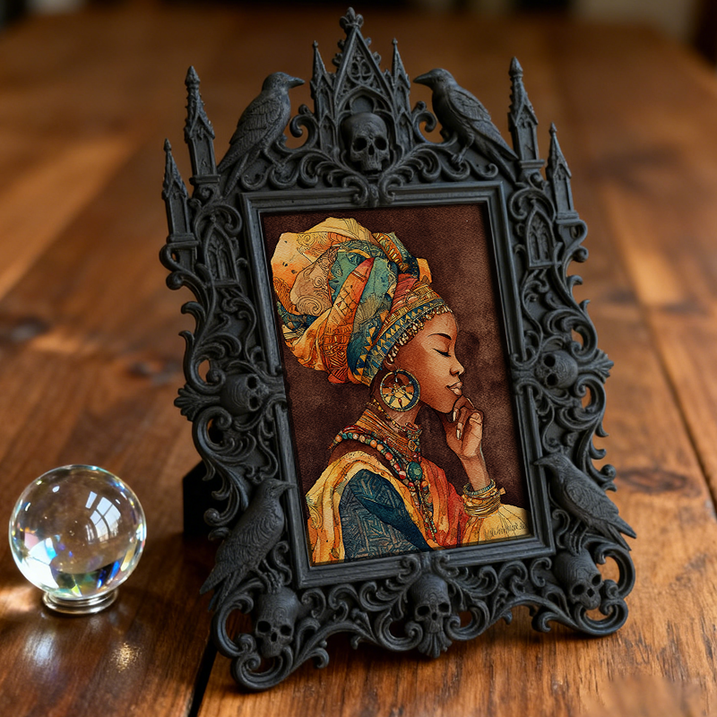 Unique Gothic Dark-style Photo Frame | Dark Floral Preservation Shop Window Decor, Photo Ornament, Wall/Table Dual-use, Eco-friendly Frame