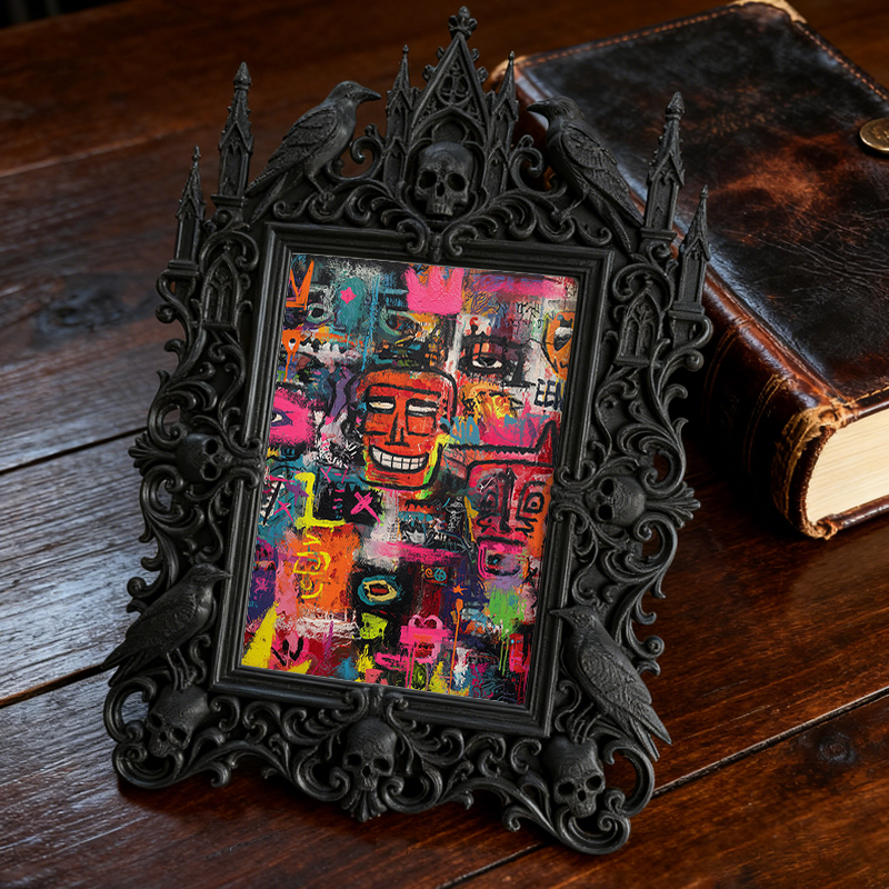 Stylish Gothic Dark-style Photo Frame | Paranormal Art Gallery Gift Shop Decor, Photo Ornament, Dual-use Display, Shockproof Frame