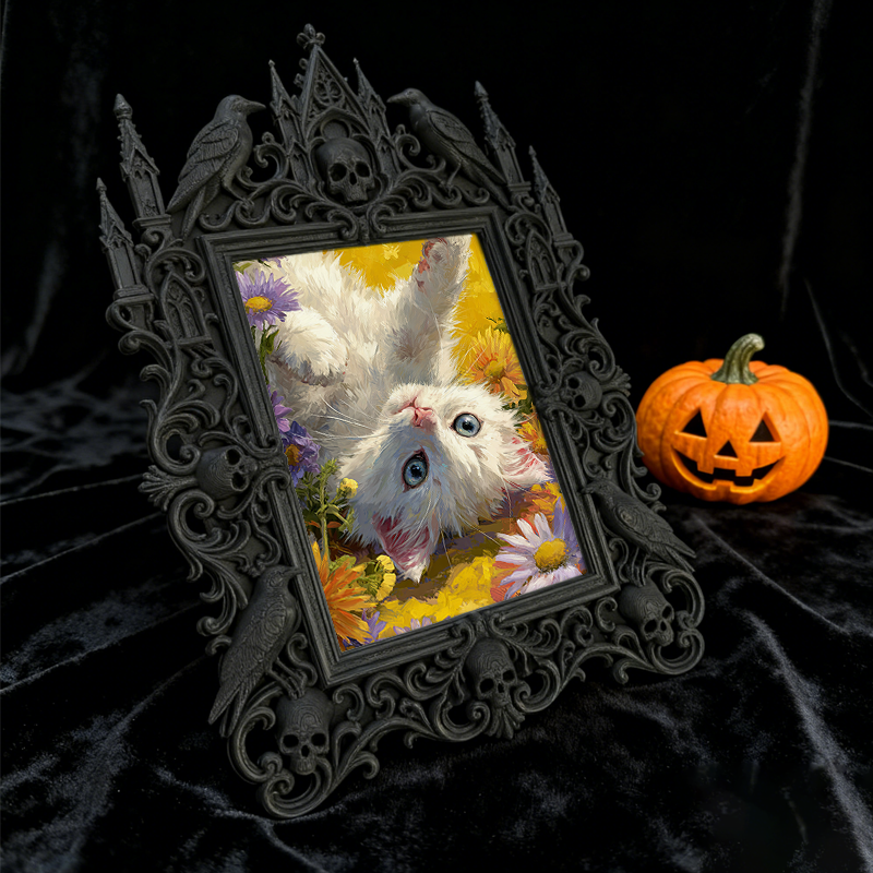 Rare Gothic Dark-style Photo Frame | Werewolf Themed Outdoor Camping Gear Shop Decor, Photo Ornament, Wall-mountable & Tabletop, Rustic Fram