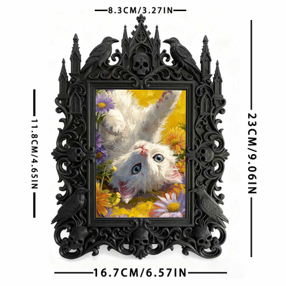 Rare Gothic Dark-style Photo Frame | Werewolf Themed Outdoor Camping Gear Shop Decor, Photo Ornament, Wall-mountable & Tabletop, Rustic Fram
